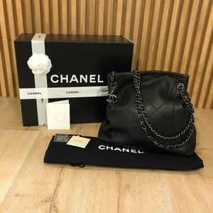 CHANEL Large Tote Bag, Black w/Gunmetal hardware